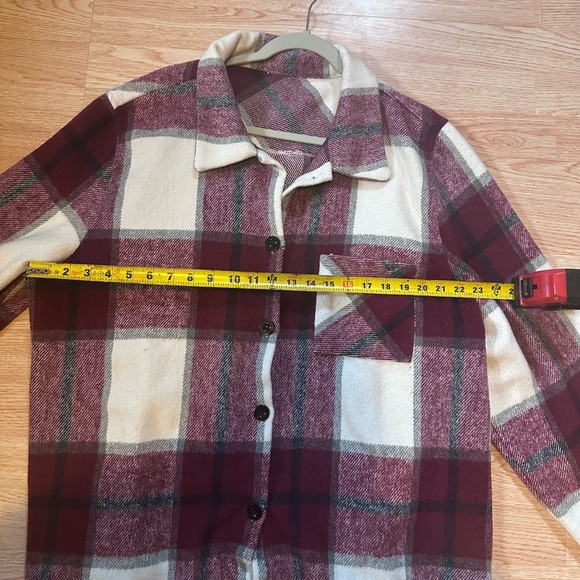 Stylish Burgundy and Cream Plaid Shirt Button Up Heavy Weight Size 3XL - Picture 3 of 6